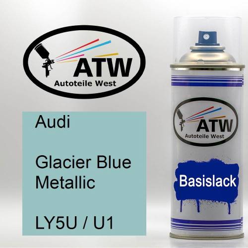 Audi, Glacier Blue Metallic, LY5U / U1: 400ml Sprühdose, von ATW Autoteile West.